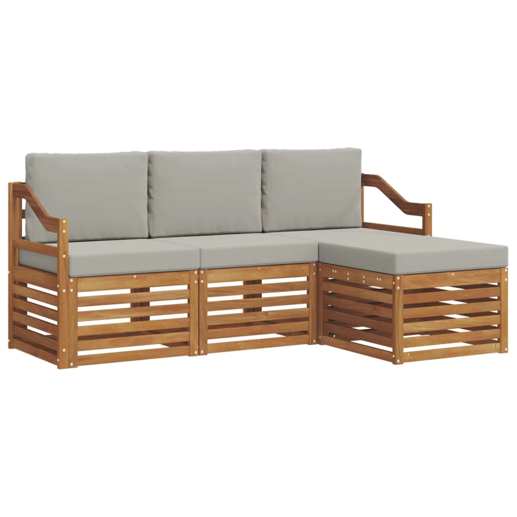 Set di divani da esterno 4 pcs Grigio Naturale e Chiaro 3374626