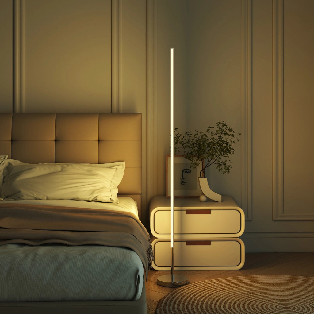 Lampada da Terra LED Alta 150 cm con Temperatura del Colore Regolabile e Telecomando, Argento