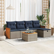 Set Divano da Giardino 6 pz con Cuscini Grigio in Polyrattan 3326023