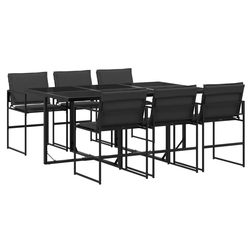 Set da Pranzo da Giardino 7 pz con Cuscini Nero in Textilene 3295074