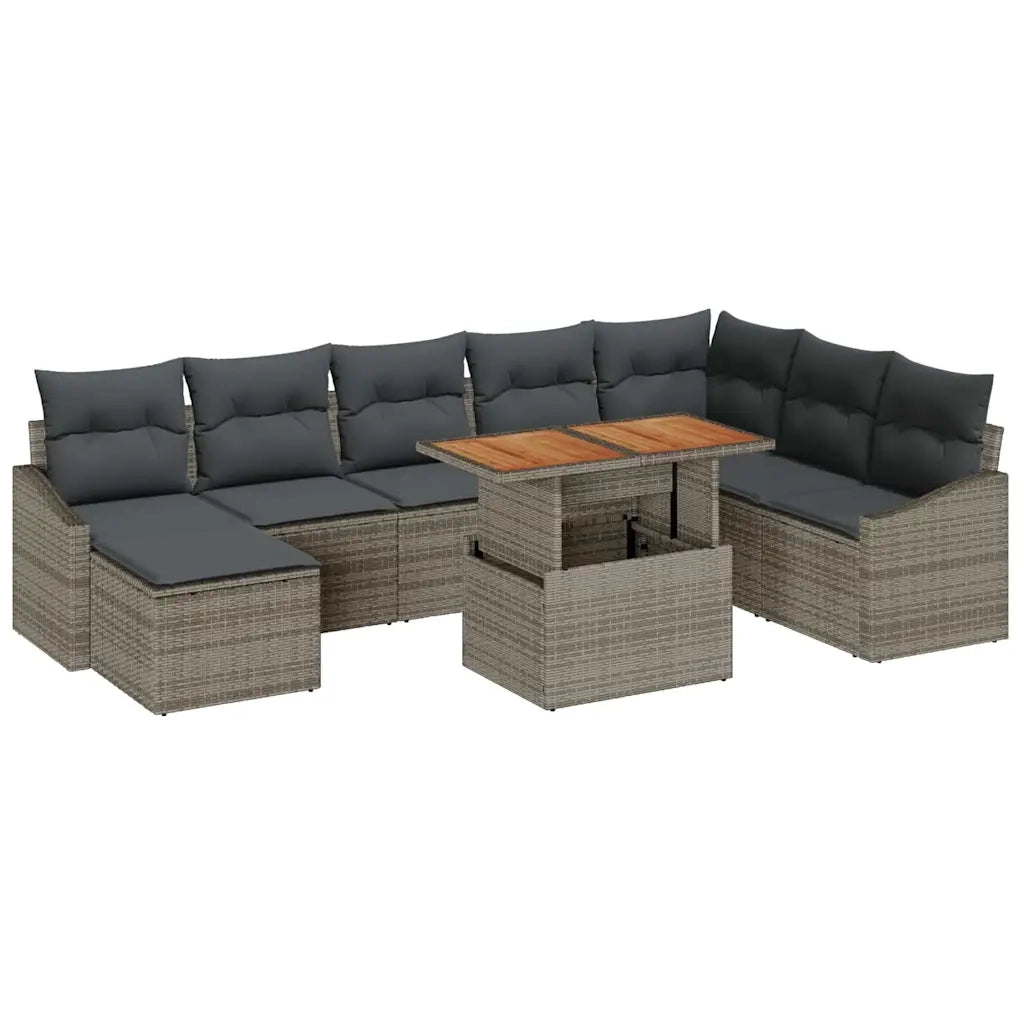 Set Divano da Giardino 9 pcs Grigio Poly Rattan 3358610