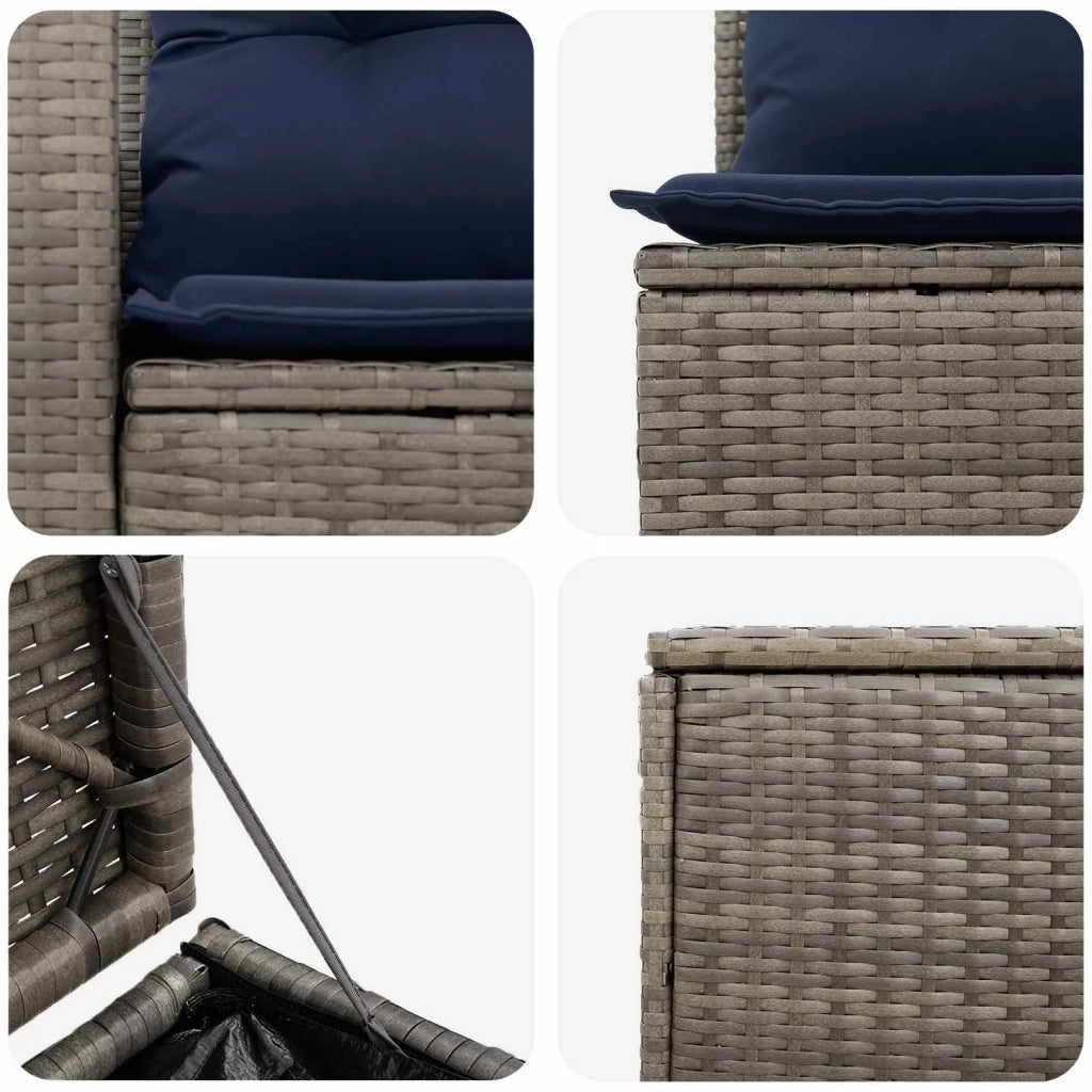Set di divani 7 pz Grigio e Blu Navy Rattan sintetico e Acciaio 3448805