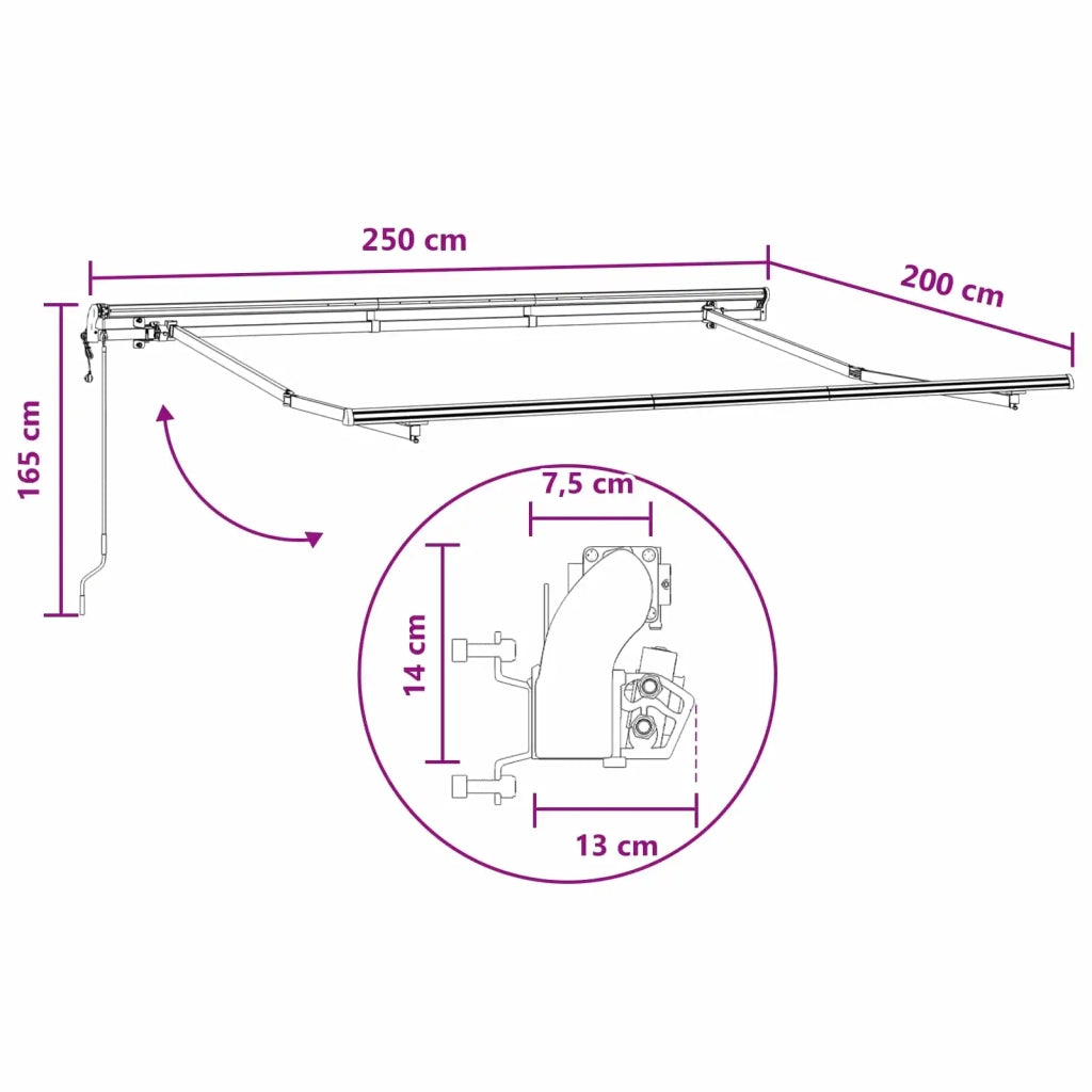 Tenda retrattile Sabbia 2,5 x 2 m Tessuto 3425614