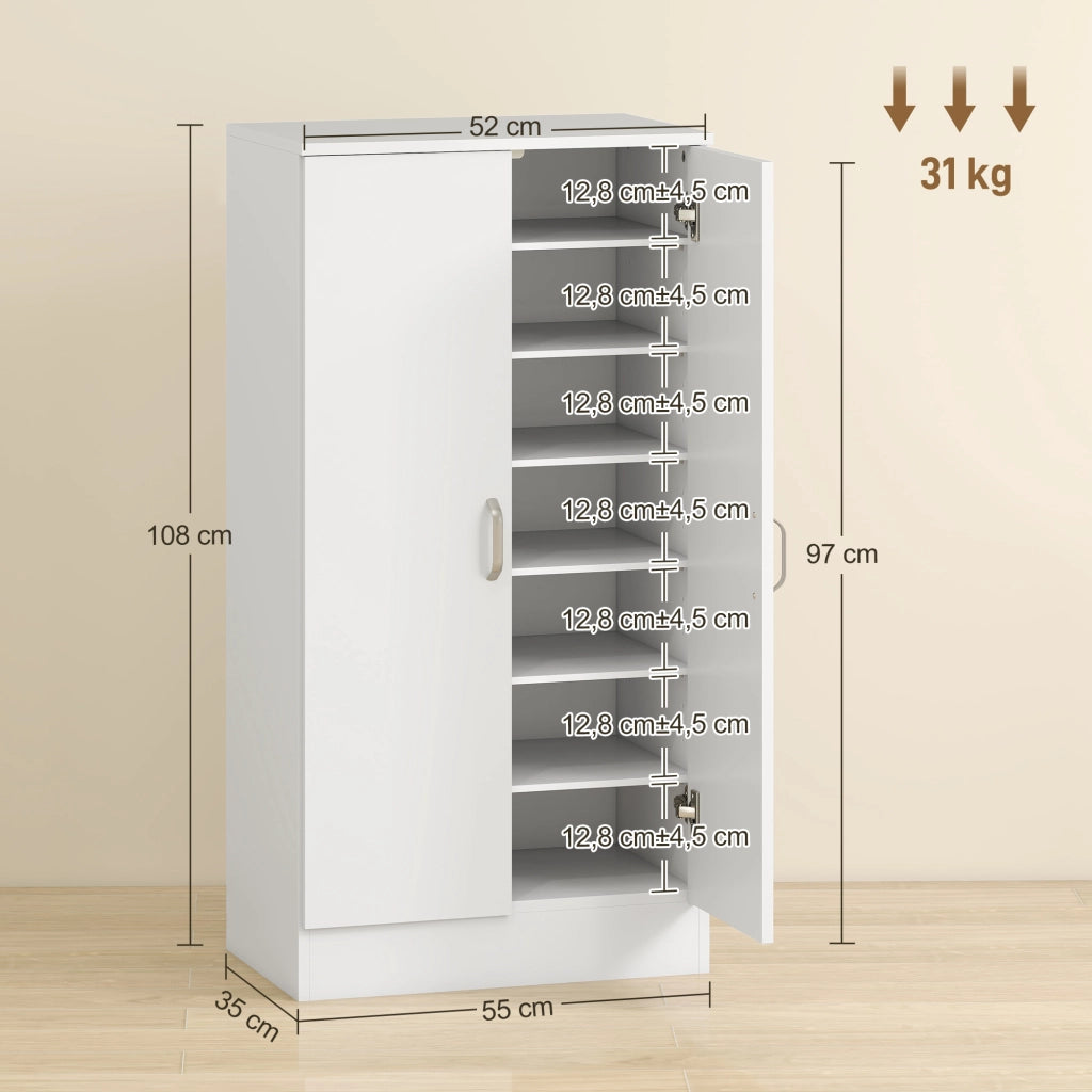 Scarpiera 14 paia con 6 ripiani regolabili e 2 ante ¨C Minimal ¨C Bianco