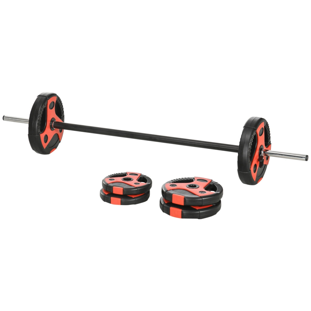 Set Bilanciere e Dischi 20kg ¨C Minimal ¨C Nero e Rosso ?17x140 cm