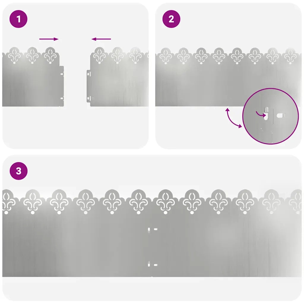 Bordure per prato 10 pcs Argento 103 x 0,05 x 22 cm 874759