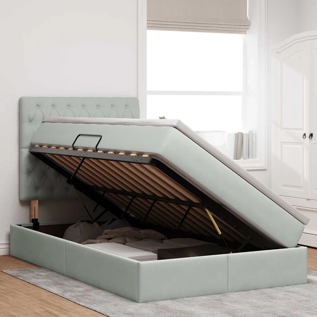 Letto con contenitore e materasso Grigio chiaro 120 x 200 cm 3372081