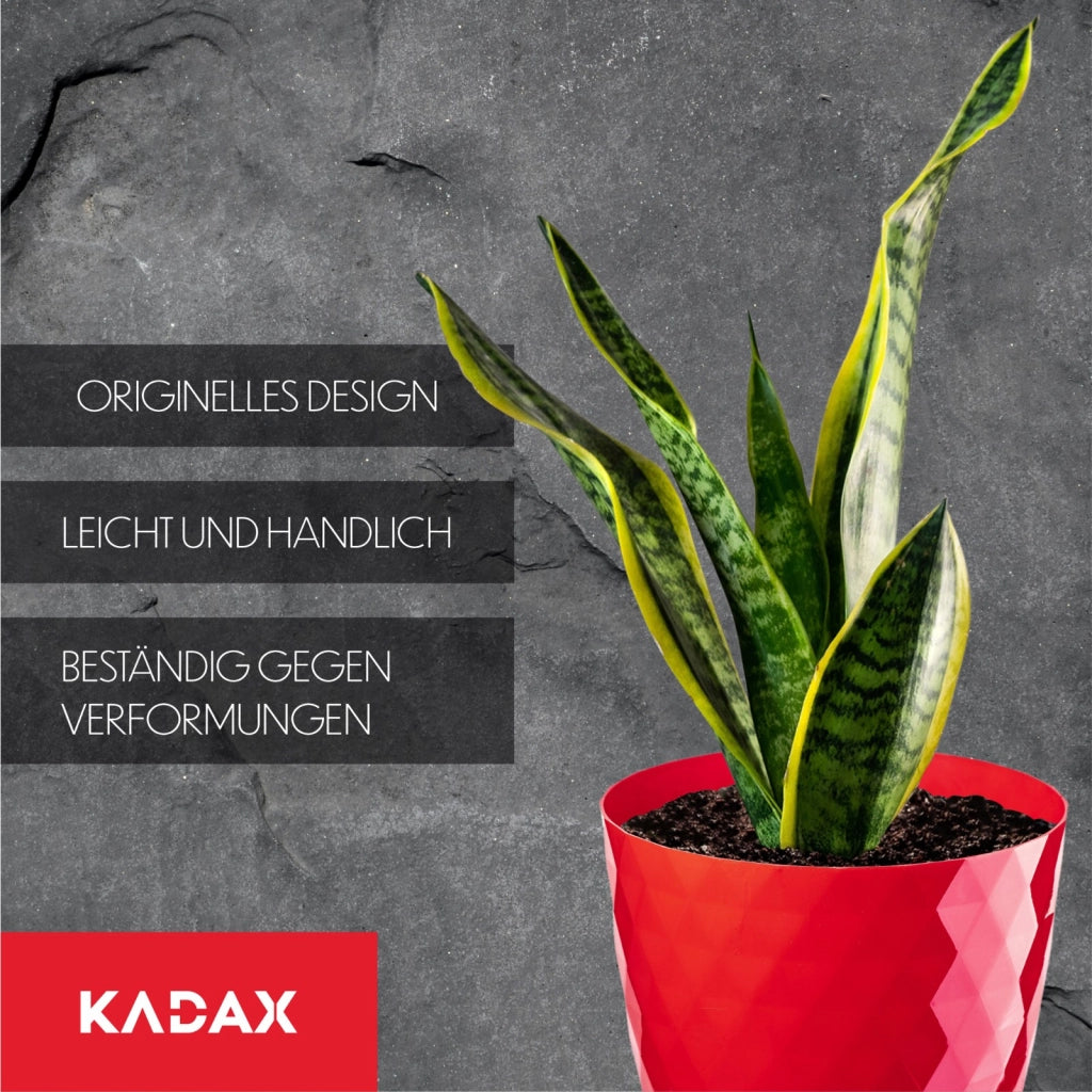 Vaso da fiori in plastica KADAX con supporto e coprivaso, 25 cm, rosso.