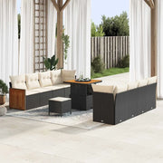 Set Divano da Giardino con cuscino 11 pcs Nero e Crema