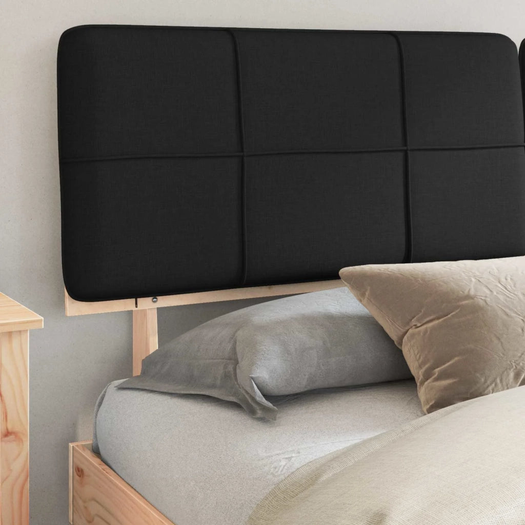 Letto con Testiera Rivestita-Struttura Letto con Testiera Nero 180 x 200 cm Pino massello 887183
