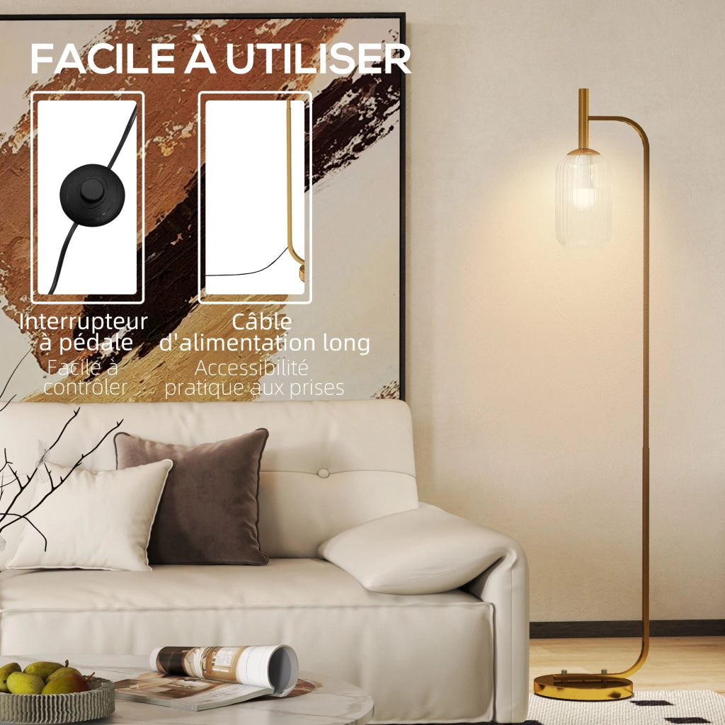 Lampada da terra ¨C Minimal ¨C metallo oro 29x25x152 cm