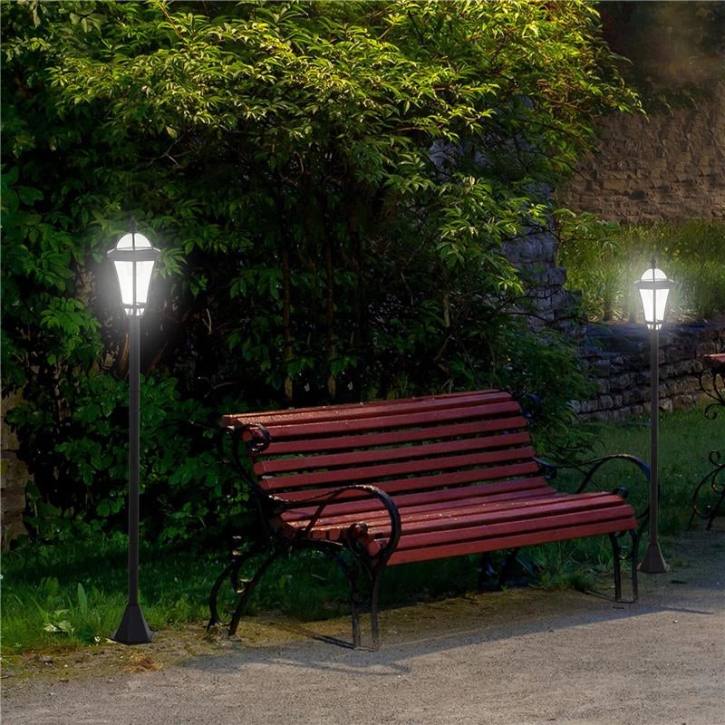 SET 2 LAMPIONI SOLARI PER GIARDINO CON 2 LED E ACCENSIONE AUTOMATICA, NERO