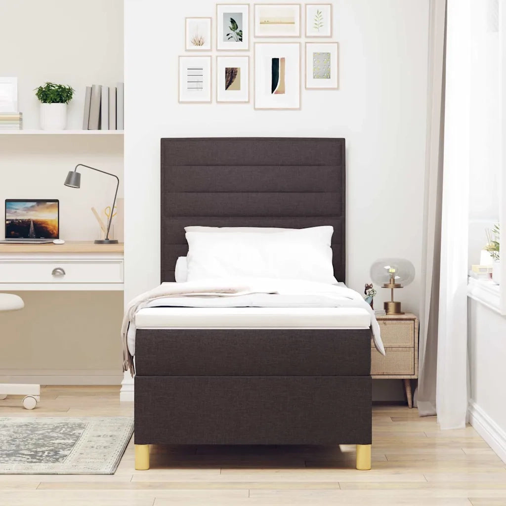 Letto a molle con materasso Marrone Scuro 100 x 200 cm Tessuto 3339521