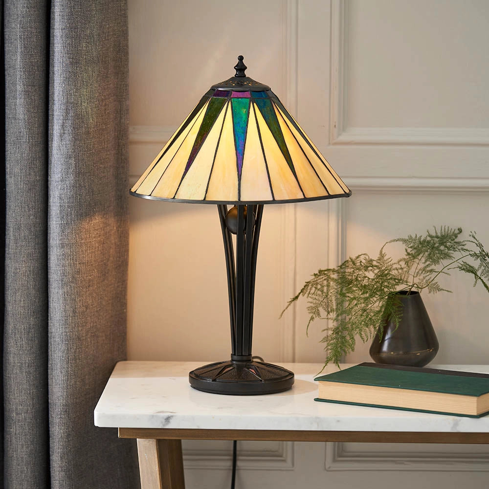 Lampada da tavolo Tiffany Dark Star vetro multicolore E14 40W