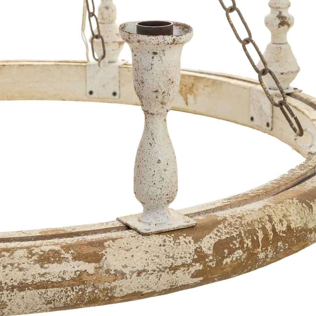 Lampada da soffitto in legno e metallo con finitura invecchiata