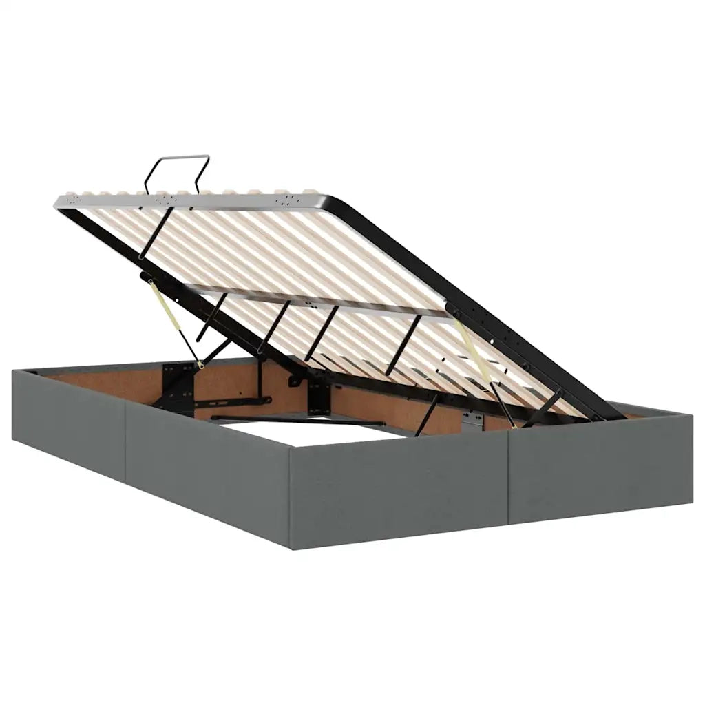 Letto con contenitore e LED Grigio scuro 120 x 200 cm Tessuto