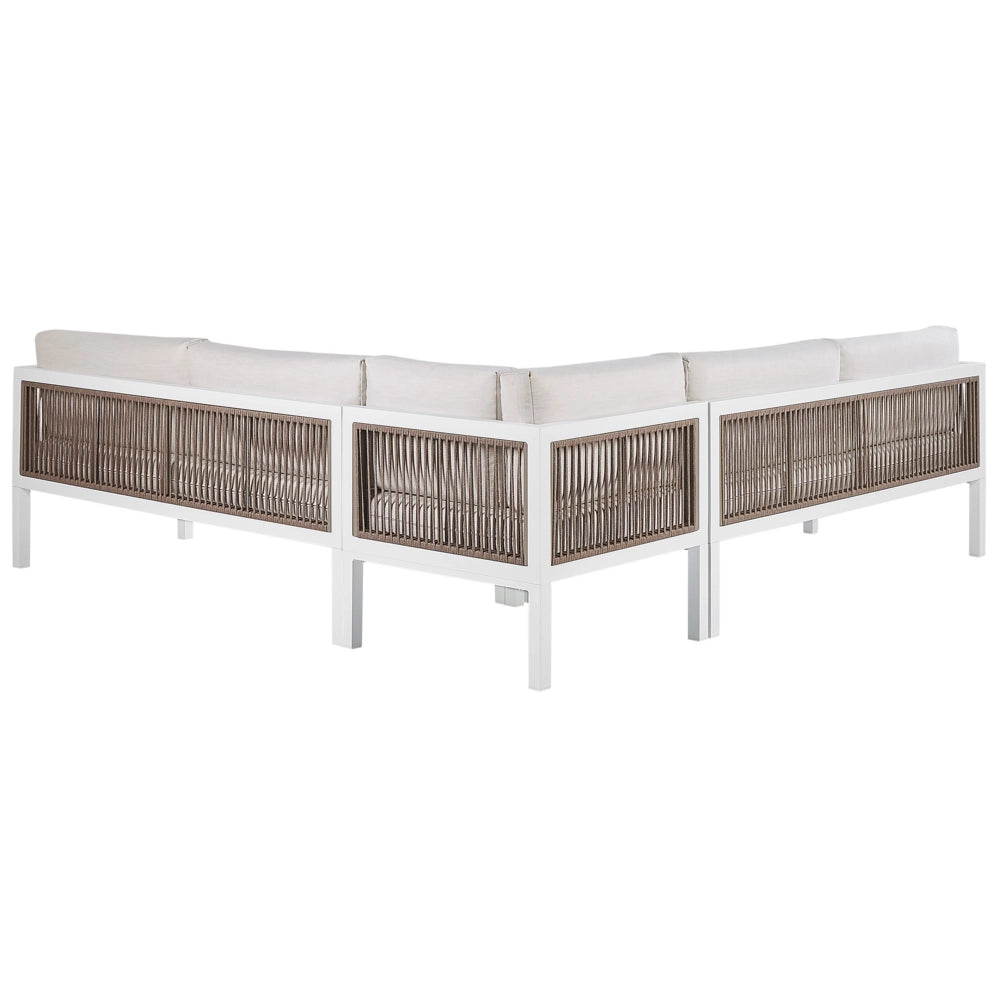 Set Salotto 4 Posti con Tavolino bianco e Marrone Alluminio 4 Posti con Cuscini moderni