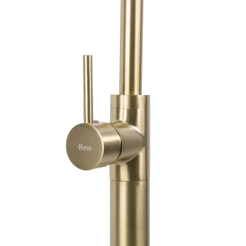 Rubinetto Da Lavabo Rea Lungo Brush Gold