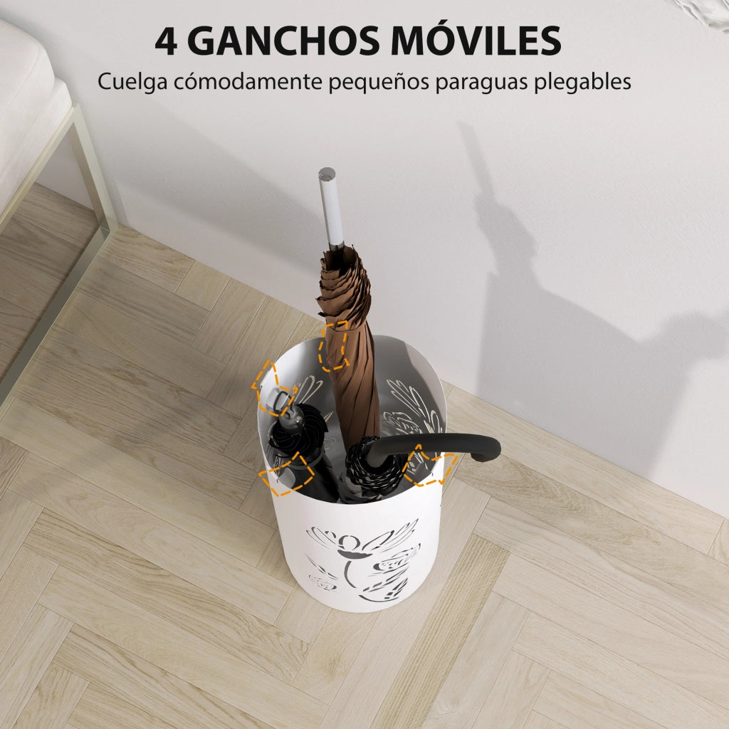 Portaombrelli in Acciaio con Ganci e Bandeja ¨C Minimal ¨C 17x17x41 cm Bianco