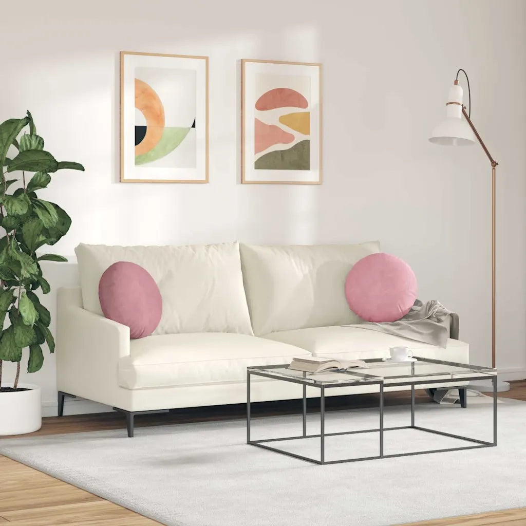 Cuscini per Seduta 2 pcs Rosa Ø 40 x 13 cm Velluto 42014141