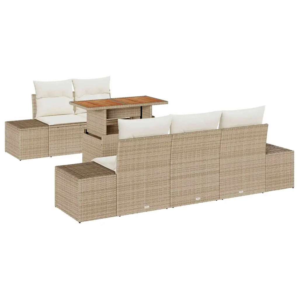 Set da Pranzo per Giardino con cuscino 6 pcs Beige e Crema 3349903