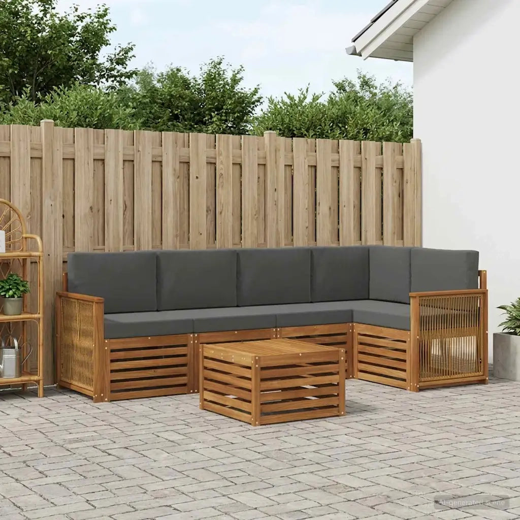 Set divano sezionale con cuscino 5 pcs Naturale e Antracite 3384388