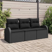 Set Divano da Giardino Nero polyrattan