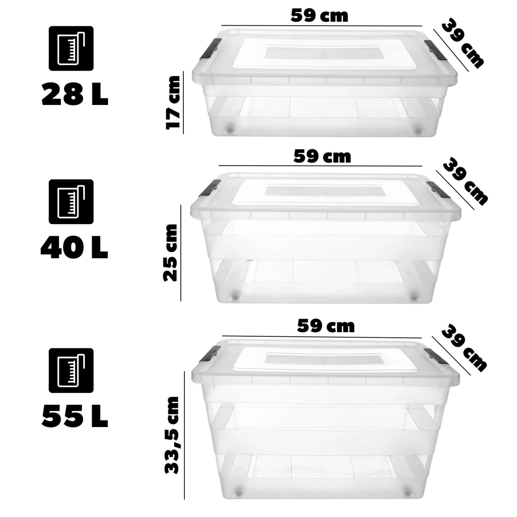 Set di 3 contenitori portaoggetti in plastica KADAX con coperchi.