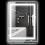 Specchio da Bagno con Luce LED e Ripiano in Vetro ¨C Minimal ¨C 50x70 cm Argento