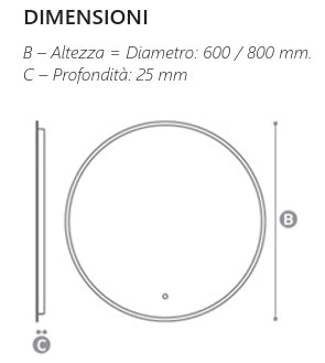 Specchio illuminazione led tondo mod. L105 - d.80