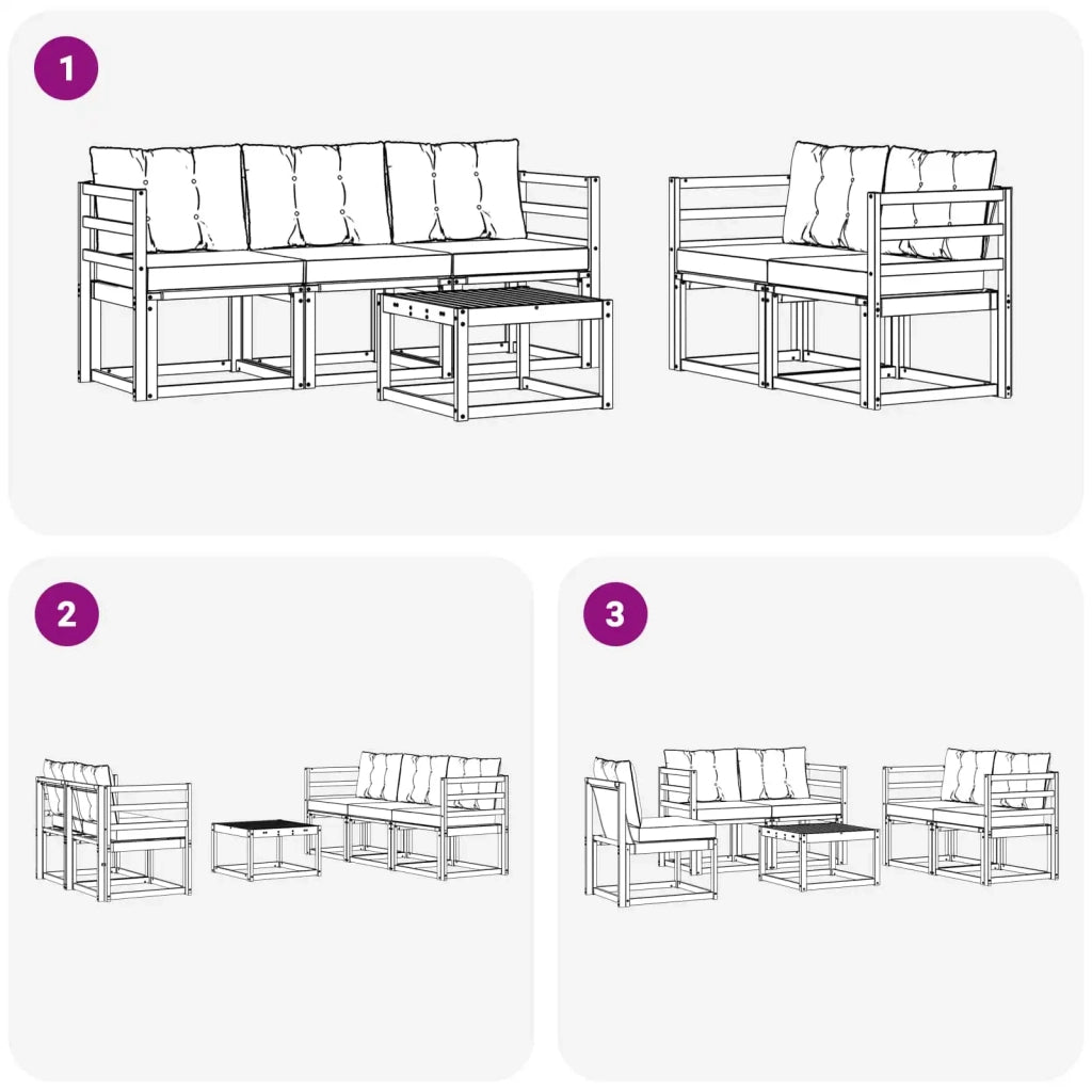 Set di divani da esterno 6 pz Bianco e Grigio Chiaro 3389201