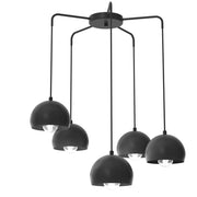 Lampada sospesa moderna Sool 5 luci E27 nera acciaio
