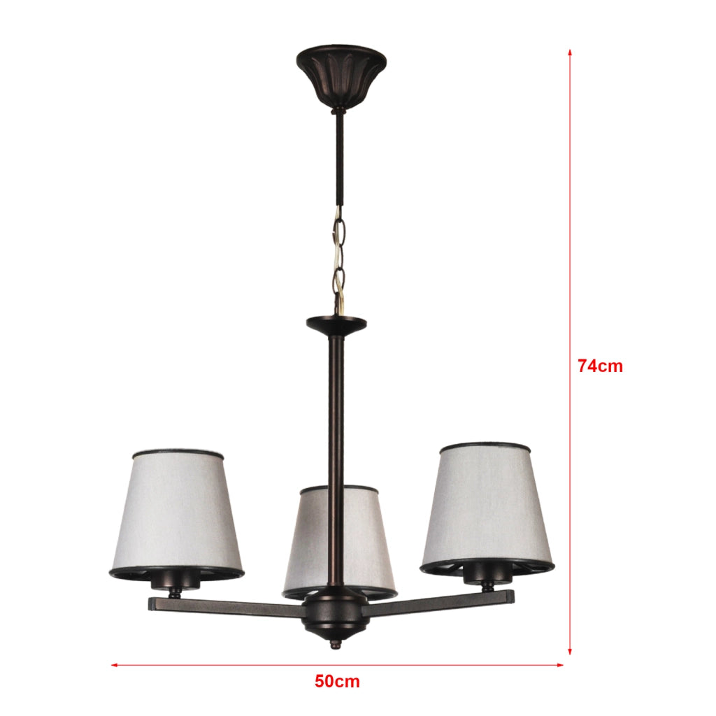 Lampada a Sospensione 'Axbridge' Lampadario a 3 Fonti Luce Lampada da Soffitto con Paralumi a Tronco di Cono - Grigio - lux.pro