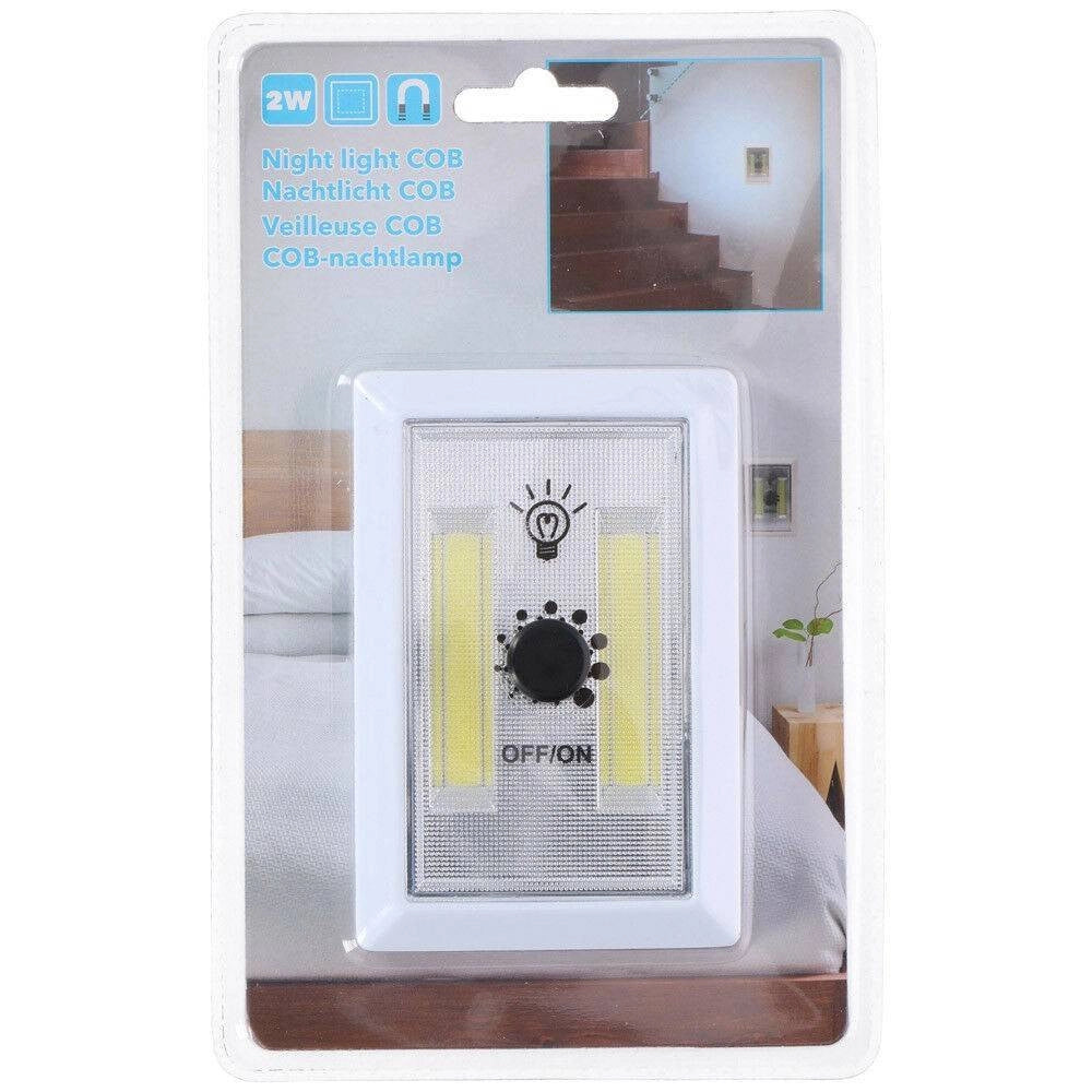Trade Shop - Luce Notturna 2xcob 2 W Da Notte Buio Sicurezza Interruttore Regolabile -