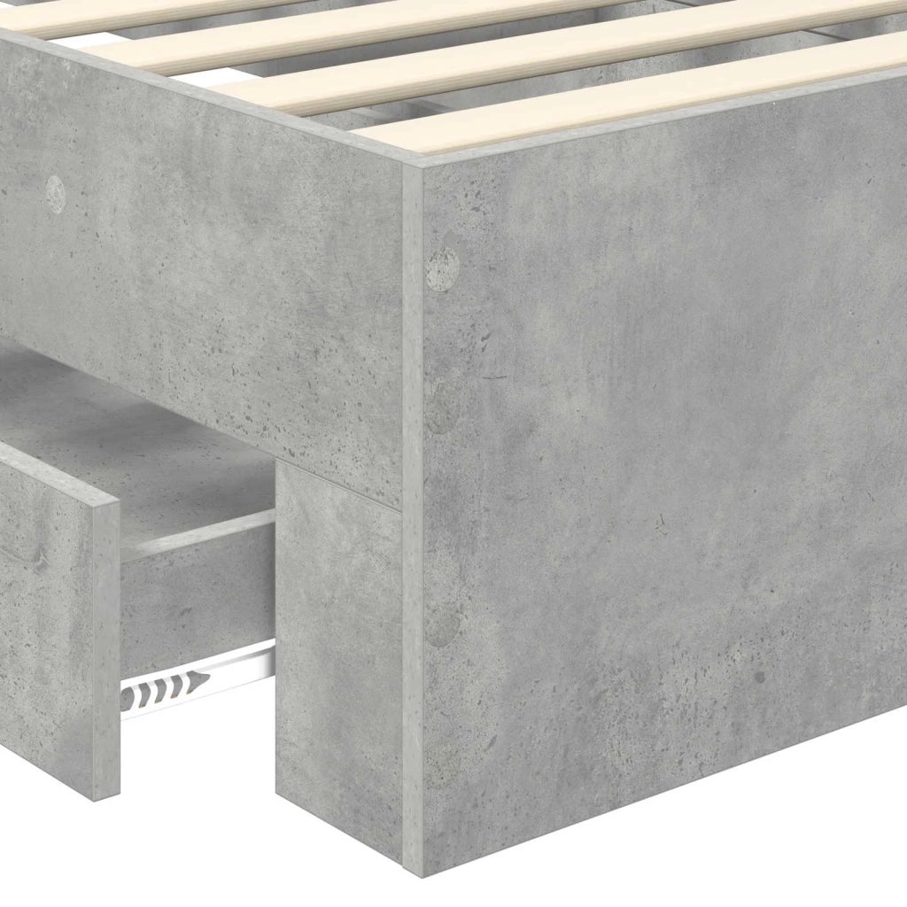 Letto singolo | Letto per adulti | Struttura del letto con testiera Grigio cemento 90 x 200 cm
