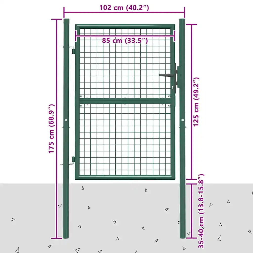 Cancello per Recinzione in Acciaio 100x125 cm Verde 145733