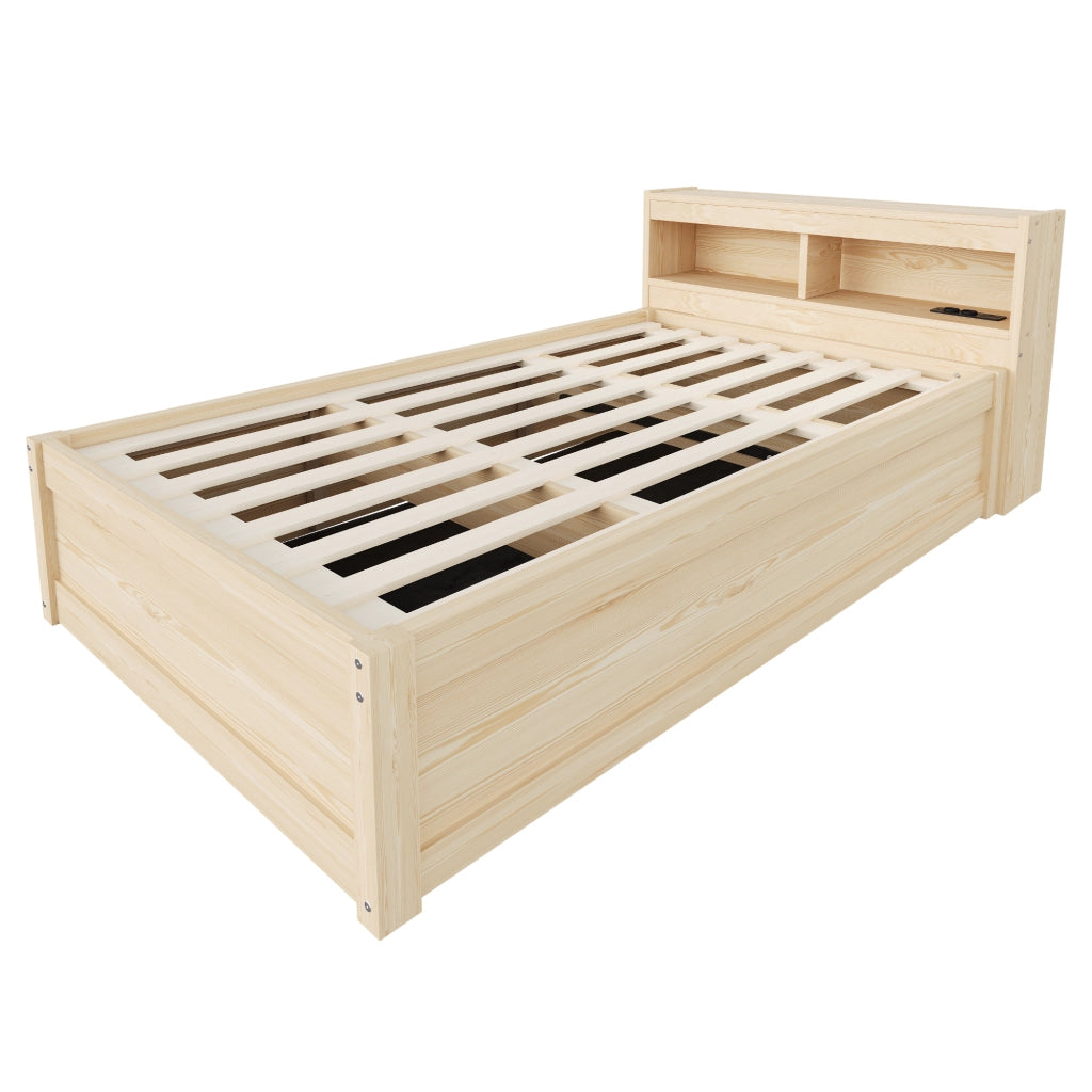 LETTO Multifunzione 90x200 cm Legno con presa e LED