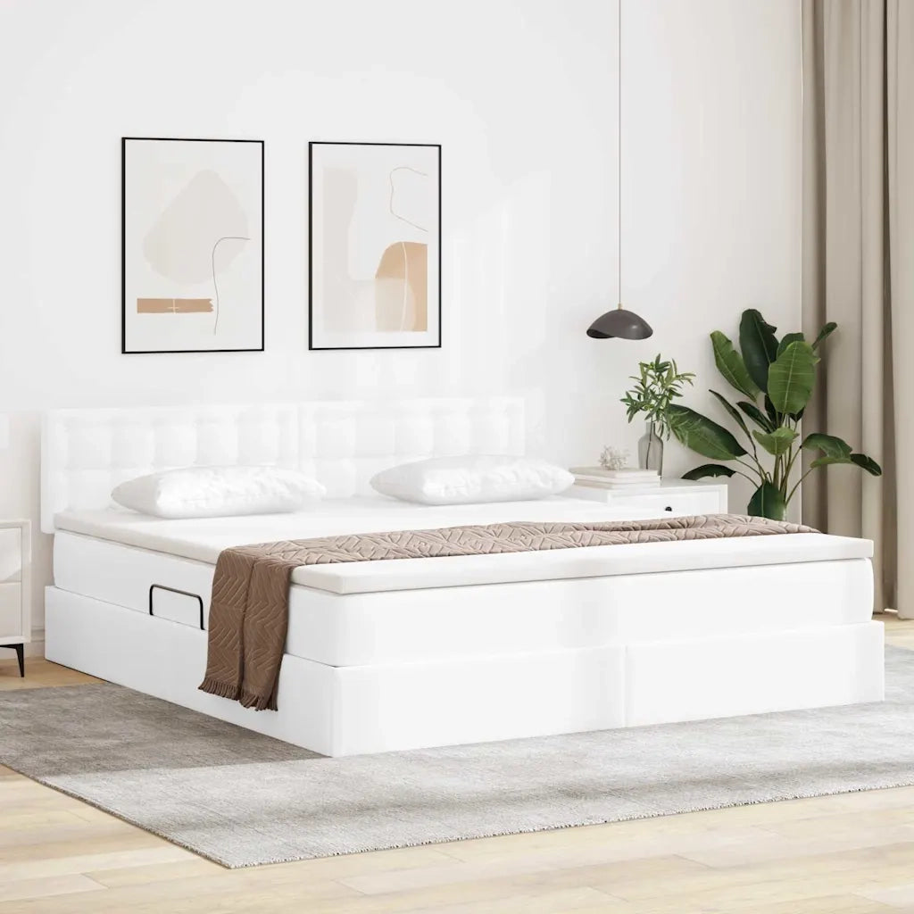 Letto con contenitore e LED con led Bianco Puro 180 x 200 cm