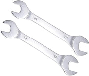 Doppio Chiave a Pino a Doppia Fine - 14mm/17mm - Alto Acciaio Rugginato - Liscio - Cromato - 2 Pezzi - Lunghezza Totale 166mm - Chiave a Pino