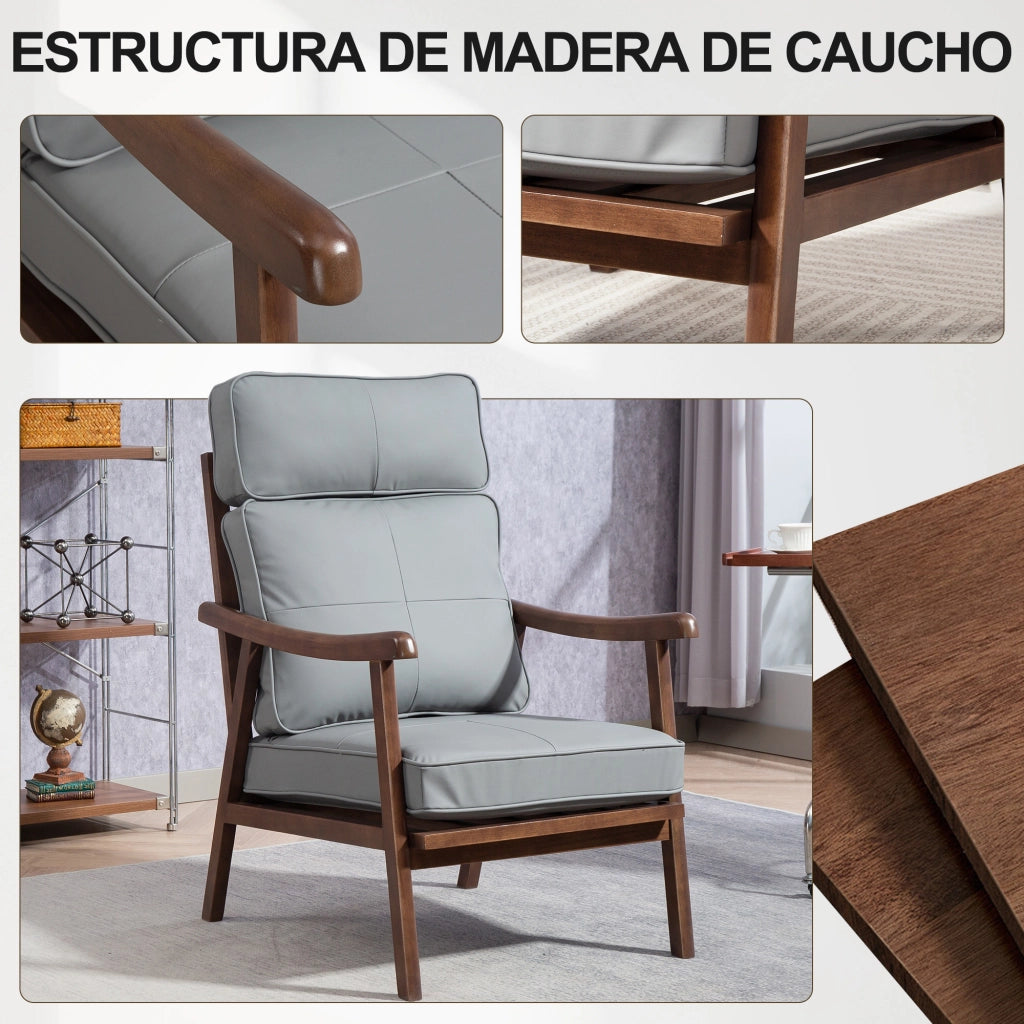 Poltrona ¨C Minimal ¨C Grigio e Pelle Sintetica