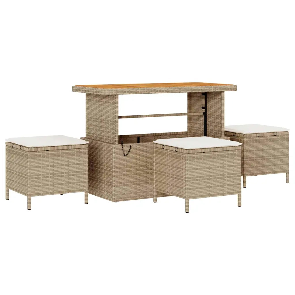 Set Divano da Giardino 12 pcs Beige e Crema polyrattan