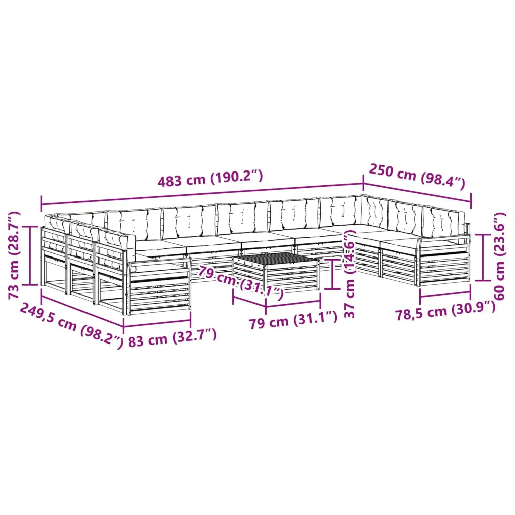 Set divani Legno di Acacia Massello 3391275