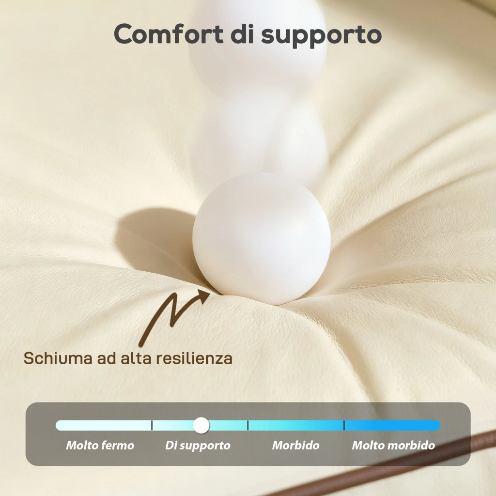Divano 3 Posti in Similpelle Beige con Cuscini ¨C Minimal ¨C 190x83x90 cm