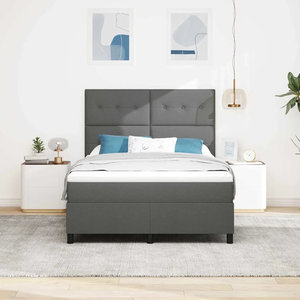 Letto a molle con materasso Grigio scuro 160 x 200 cm Tessuto