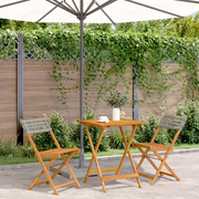 Set da Bistrot 3 pz Grigio in Polyrattan e Legno Massello