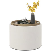 Pouf con contenitore ¨C Minimal ¨C 56x56x42 cm, crema, lino