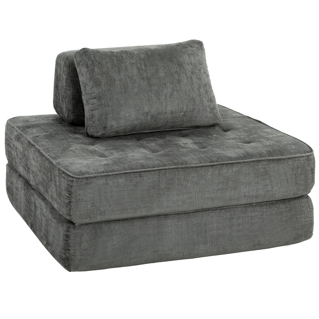 Divano letto 2 posti ¨C zephmum ¨C grigio con cuscino e chenille
