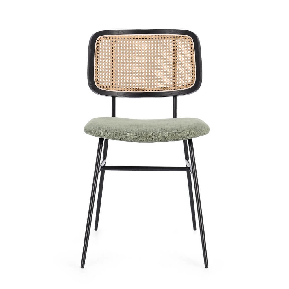 Set di 2 Sedie con Seduta Imbottita e Schienale Effetto Rattan - VIVIANA