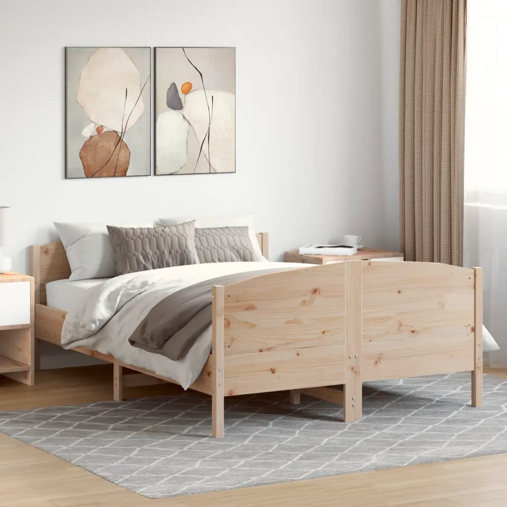 Letto senza Materasso-Struttura Letto 140x190 cm in Legno Massello di Pino 350253