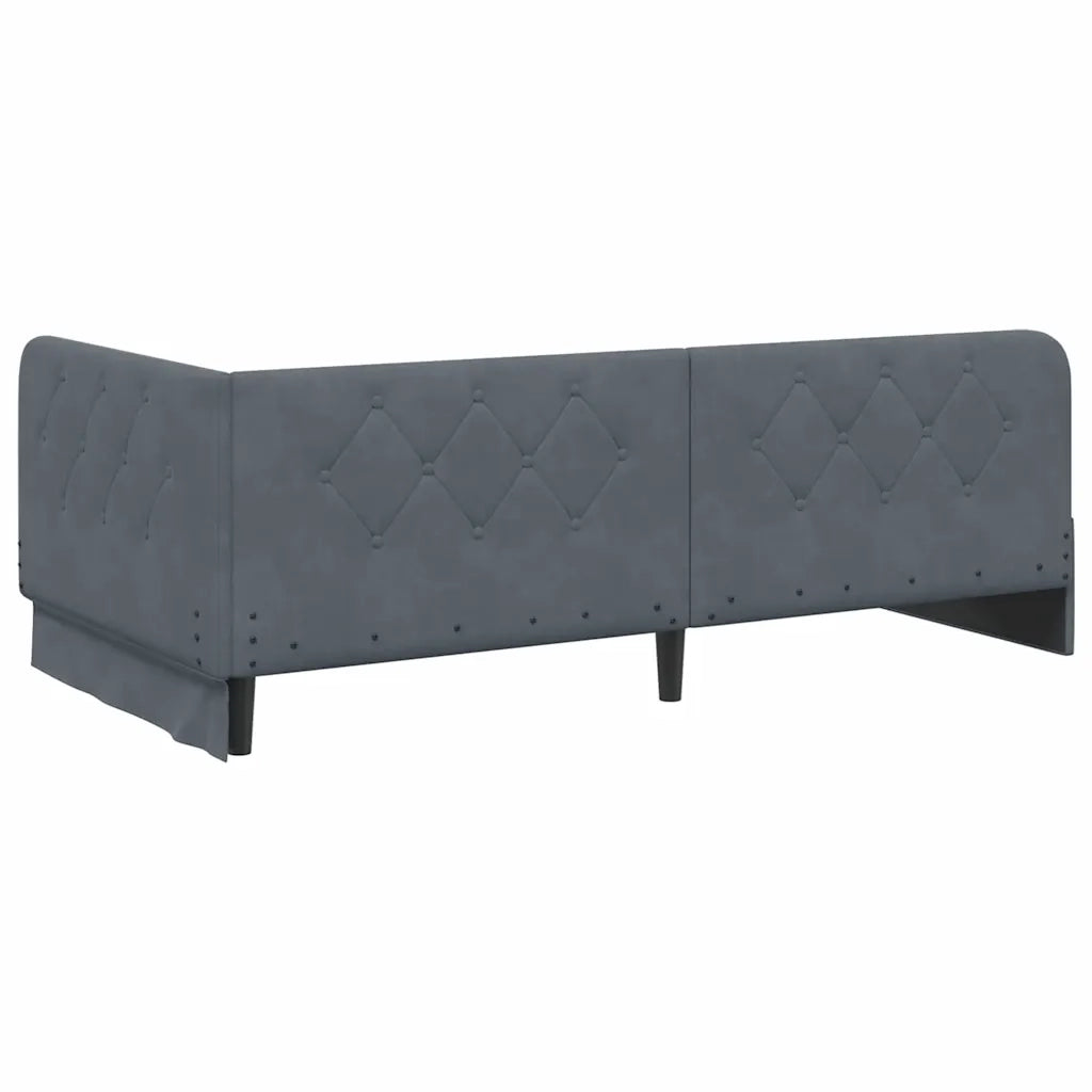 Cornice del letto ad angolo Grigio scuro 90 x 200 cm Velluto